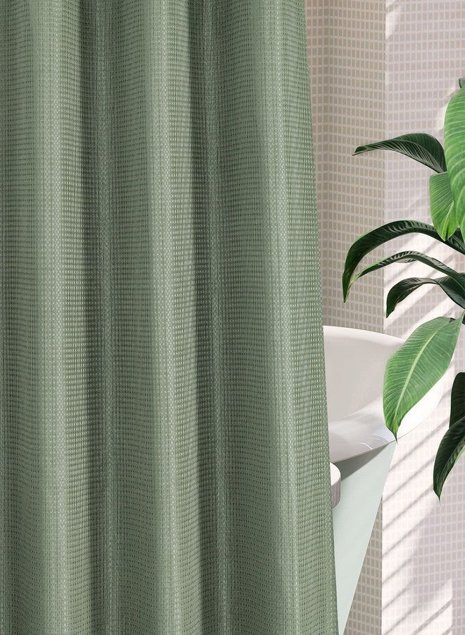 MitoVilla No Hooks Required Sage Green Waffle Shower Curtain Liner Set, Modern Heavyweight Fabric Shower Curtain Set with Snap-in Liner for Hotel Grade Spa-Like Bathroom Decor, 72 x 74 - Image 5