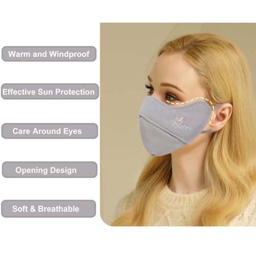 YUANST Winter Face Mask, Warm Windproof Face Cover, Balaclava Sun Protection Wind Protection for Winter Outdoor Sports Breathable, Washable Reusable (Gray) - Image 2