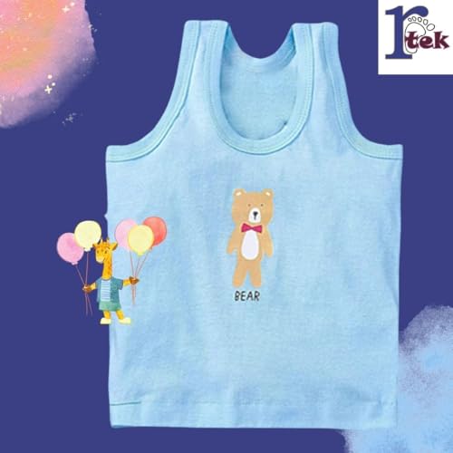 REVOLTEK Printed Regular Fit Vest Baniyan Cotton Inner Wear For Baby Wear Sleeveless Undershirts For Kids Sando Ganji Tank-Tops Toddler Girls/Boys Pack Of 6 (Light Color,3-6 Months) - Image 2