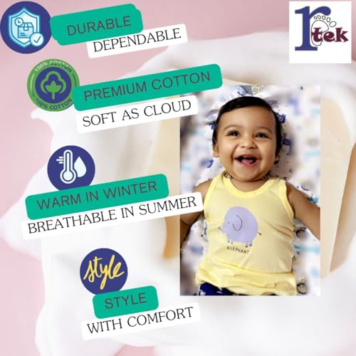 REVOLTEK Printed Regular Fit Vest Baniyan Cotton Inner Wear For Baby Wear Sleeveless Undershirts For Kids Sando Ganji Tank-Tops Toddler Girls/Boys Pack Of 6 (Light Color,3-6 Months) - Image 4