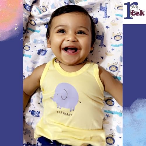 REVOLTEK Printed Regular Fit Vest Baniyan Cotton Inner Wear For Baby Wear Sleeveless Undershirts For Kids Sando Ganji Tank-Tops Toddler Girls/Boys Pack Of 6 (Light Color,3-6 Months) - Image 5