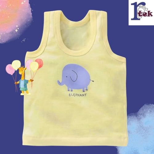 REVOLTEK Printed Regular Fit Vest Baniyan Cotton Inner Wear For Baby Wear Sleeveless Undershirts For Kids Sando Ganji Tank-Tops Toddler Girls/Boys Pack Of 6 (Light Color,3-6 Months) - Image 3