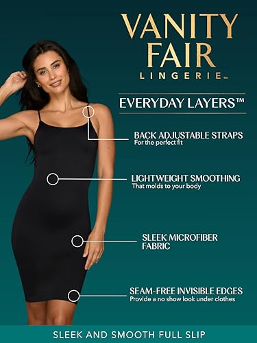 Vanity Fair Womens All Over Smoothing Shapewear For Tummy Control: Tops, Bottoms, Body Suits Full Slip, Seamless - White, Small US - Image 2