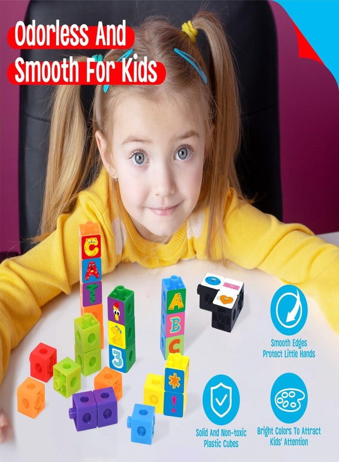 SpriteGru 100 Math Linking Cubes, Math Cubes with 384 Reusable Stickers-Letters, Numbers, Shapes, Manipulative Geometric Connecting and Counting Blocks, Educational Toy for Kids Math Learning and Fun Activities - Image 3