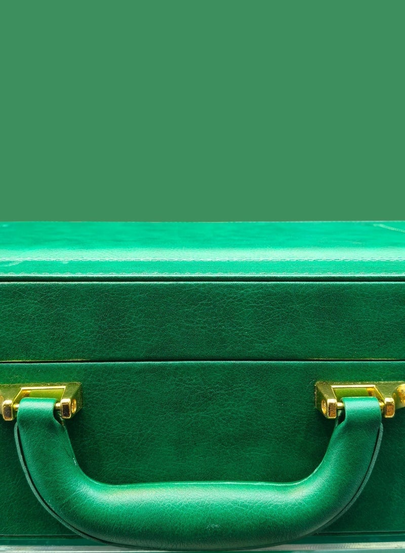 AL SERAJ Watch Storage Briefcase | Premium 15-Slot Luxury Watch Organizer & Collector Case with Dual Lock | Green Rexine Outer & Suede Interior | Elegant Portable Men’s Watch Storage & Display Box | Gift-Ready Jewelry Box - Image 5