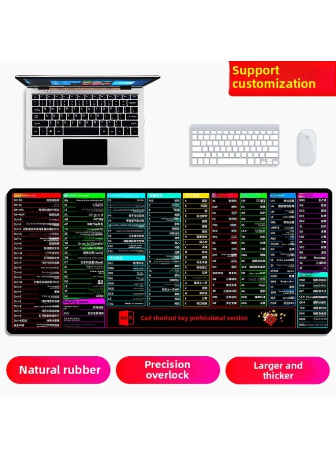Oversized Mouse Pad Cad Office Shortcut Key Encyclopedia Thickened Ps Wrist Bracer Girl Desk Pad Computer Pad-Color:300x800mm-3mm-Pattern:Cad-shortcut Key Professional Edition