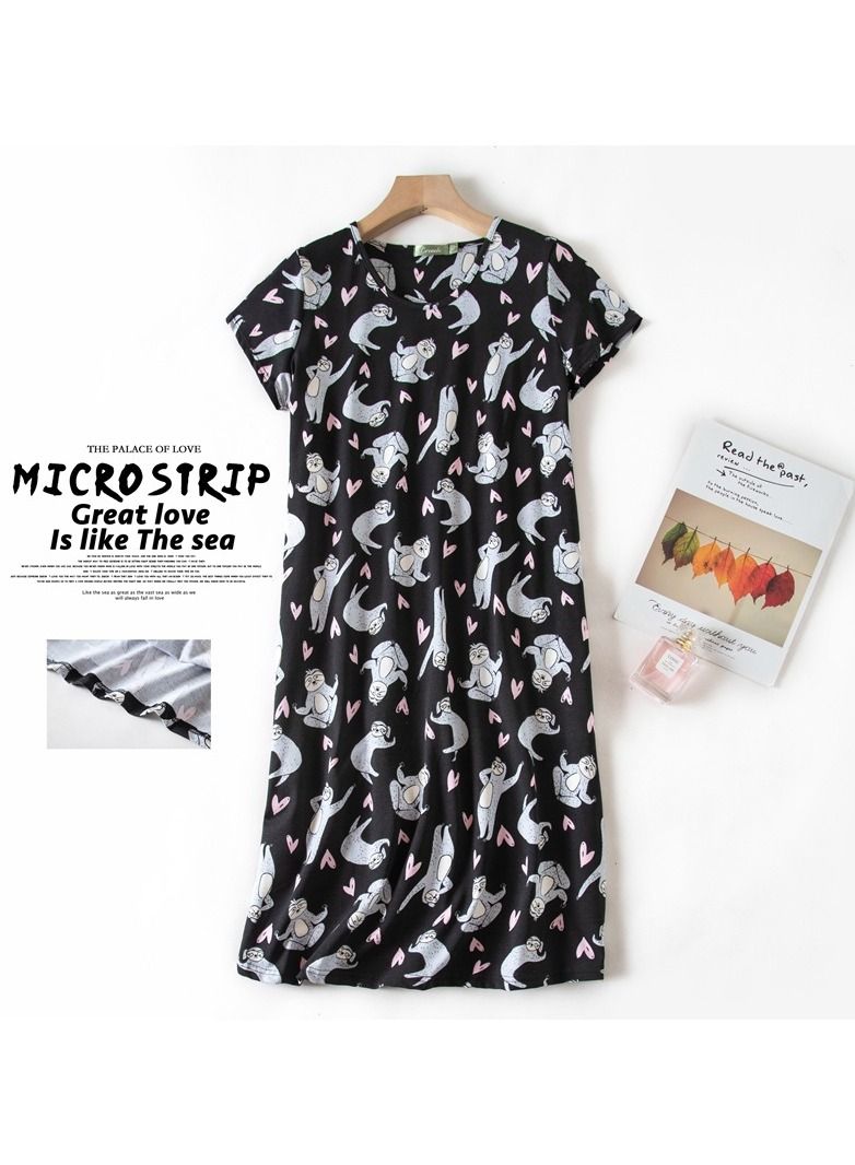 Cute Cartoon Cotton Homewear Knitted Sweet Large Short Sleeve Round Neck Pajamas - Image 2