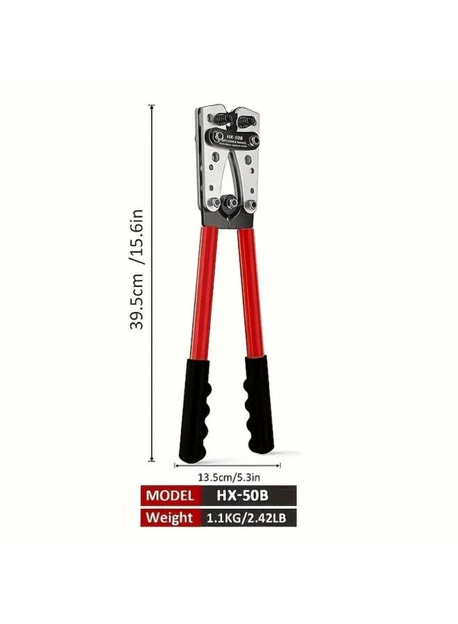 HX 50B Cable Crimping Tool With Cutter 6 50mm For 10 1 0 AWG Wires Ergonomic Handle - Image 1