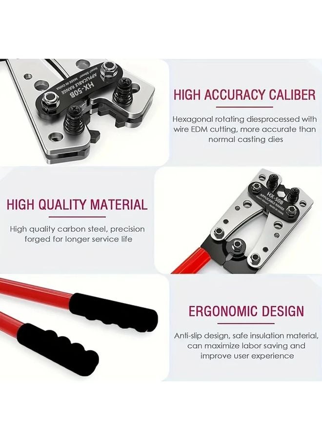 HX 50B Cable Crimping Tool With Cutter 6 50mm For 10 1 0 AWG Wires Ergonomic Handle - Image 5