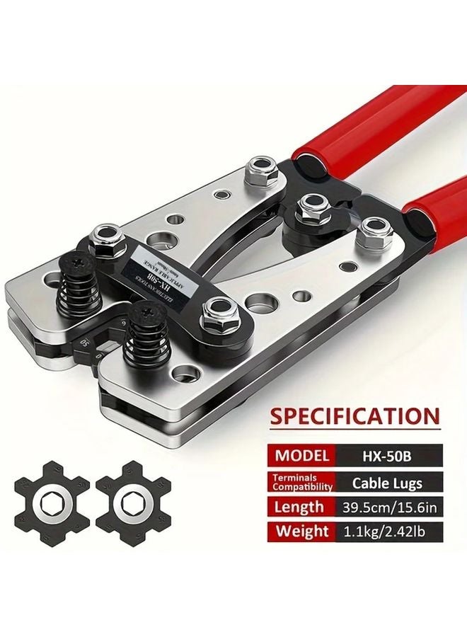 HX 50B Cable Crimping Tool With Cutter 6 50mm For 10 1 0 AWG Wires Ergonomic Handle - Image 3