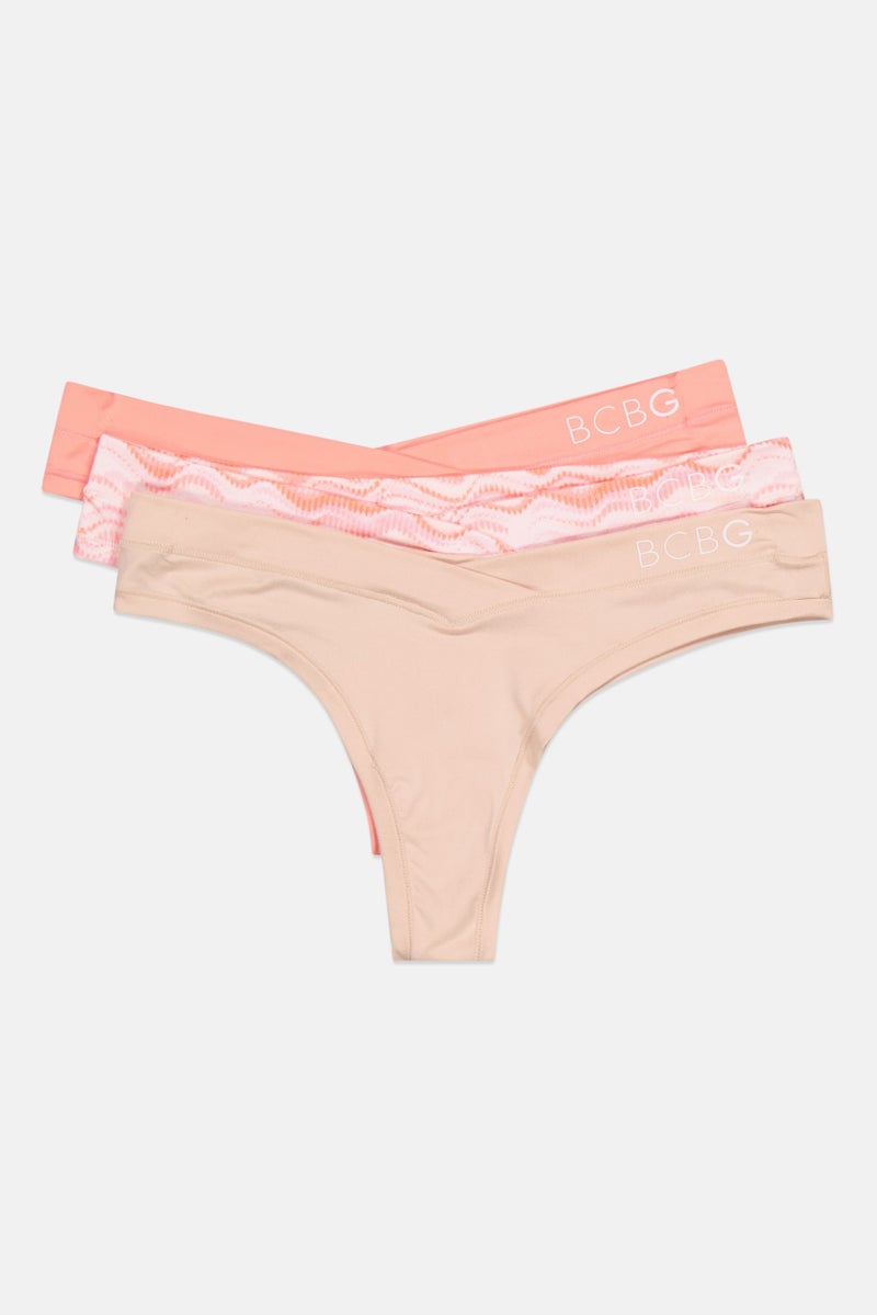 BCBGeneration Women 3 Pieces Abstract Print Panty, Pink  - Image 2