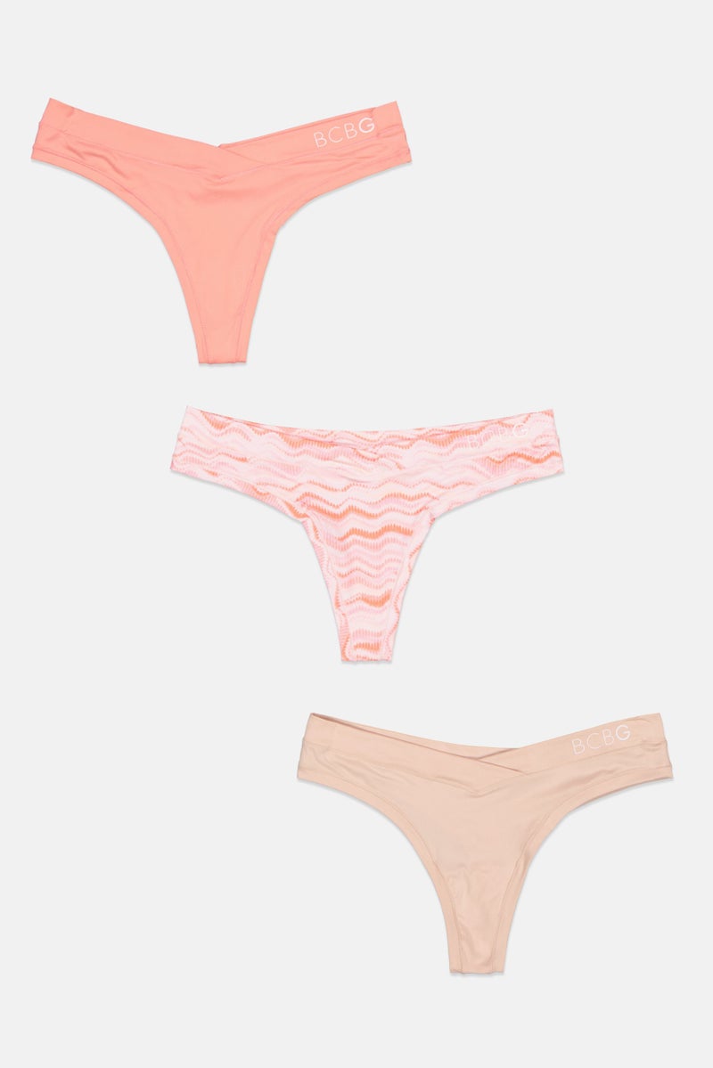 BCBGeneration Women 3 Pieces Abstract Print Panty, Pink  - Image 1
