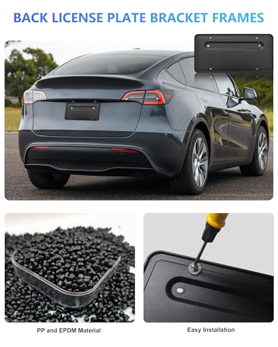 FBJTDQ Rear License Plate Holder for Tesla Model Y & Model 3, Back License Plate Frames Bracket with Backseat Air Vent Cover and Screws, Rear Plate Mounting Kit - Image 4