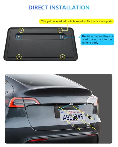 FBJTDQ Rear License Plate Holder for Tesla Model Y & Model 3, Back License Plate Frames Bracket with Backseat Air Vent Cover and Screws, Rear Plate Mounting Kit - Image 3