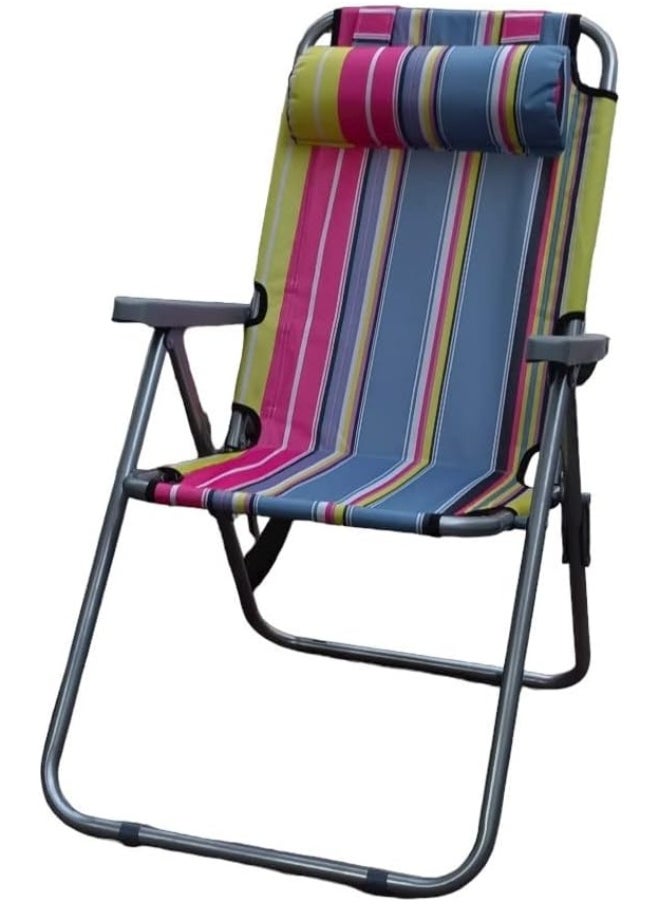 GO2CAMPS GO2CAMPS Foldable Camping Chair with Head Rest and Adjustable Heavy Quality (Pink Line) | Sadu Chair | Foldable Chair | Garden Chair | Fishing Chair | Travel Chair | Picnic Chair and Festival chair  - Image 4
