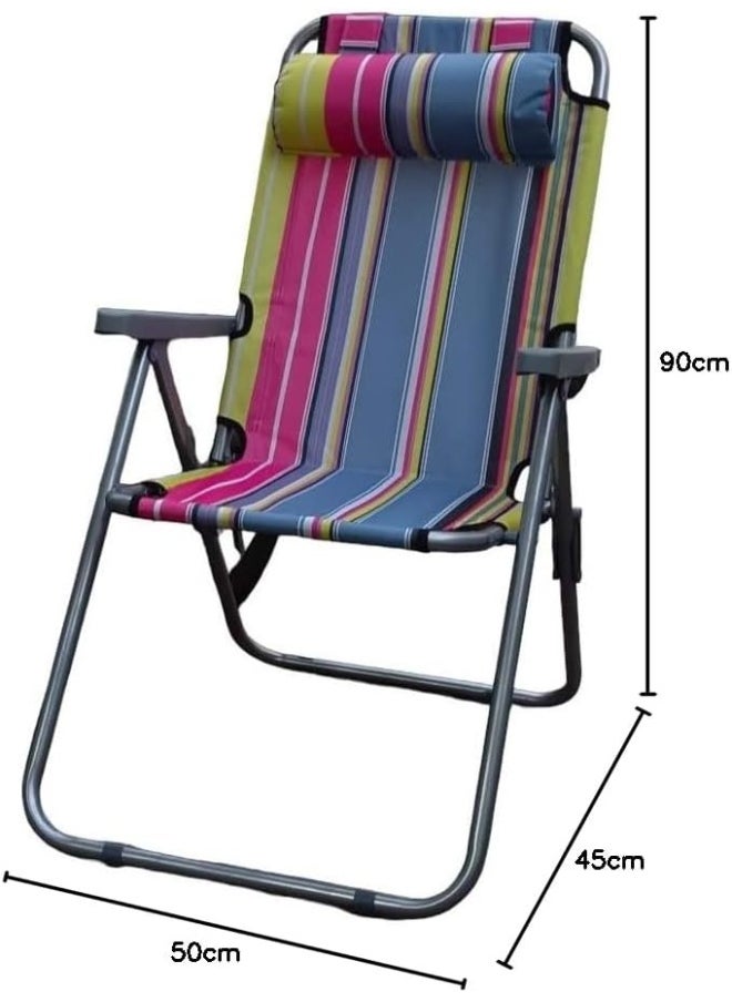 GO2CAMPS GO2CAMPS Foldable Camping Chair with Head Rest and Adjustable Heavy Quality (Pink Line) | Sadu Chair | Foldable Chair | Garden Chair | Fishing Chair | Travel Chair | Picnic Chair and Festival chair  - Image 2