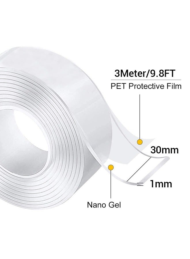 Generic Transparent Waterproof Double-Sided Nano Tape, 3cm Wide x 3m Long, Heavy-Duty Adhesive, Reusable and No-Residue Acrylic Tape  - Image 2