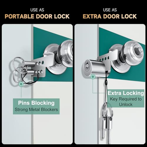 MOSECYOU Portable Keyed Door Lock for Home/Travel Security, Child Safety Protection Extra Lock, Temporary No Drill Lockout Device with Key for Apartment Bedroom Hotel Room - Image 3
