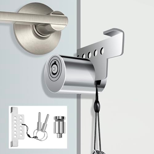 MOSECYOU Portable Keyed Door Lock for Home/Travel Security, Child Safety Protection Extra Lock, Temporary No Drill Lockout Device with Key for Apartment Bedroom Hotel Room - Image 1