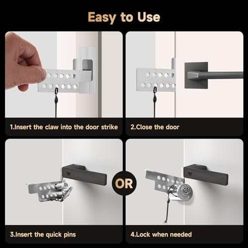MOSECYOU Portable Keyed Door Lock for Home/Travel Security, Child Safety Protection Extra Lock, Temporary No Drill Lockout Device with Key for Apartment Bedroom Hotel Room - Image 5
