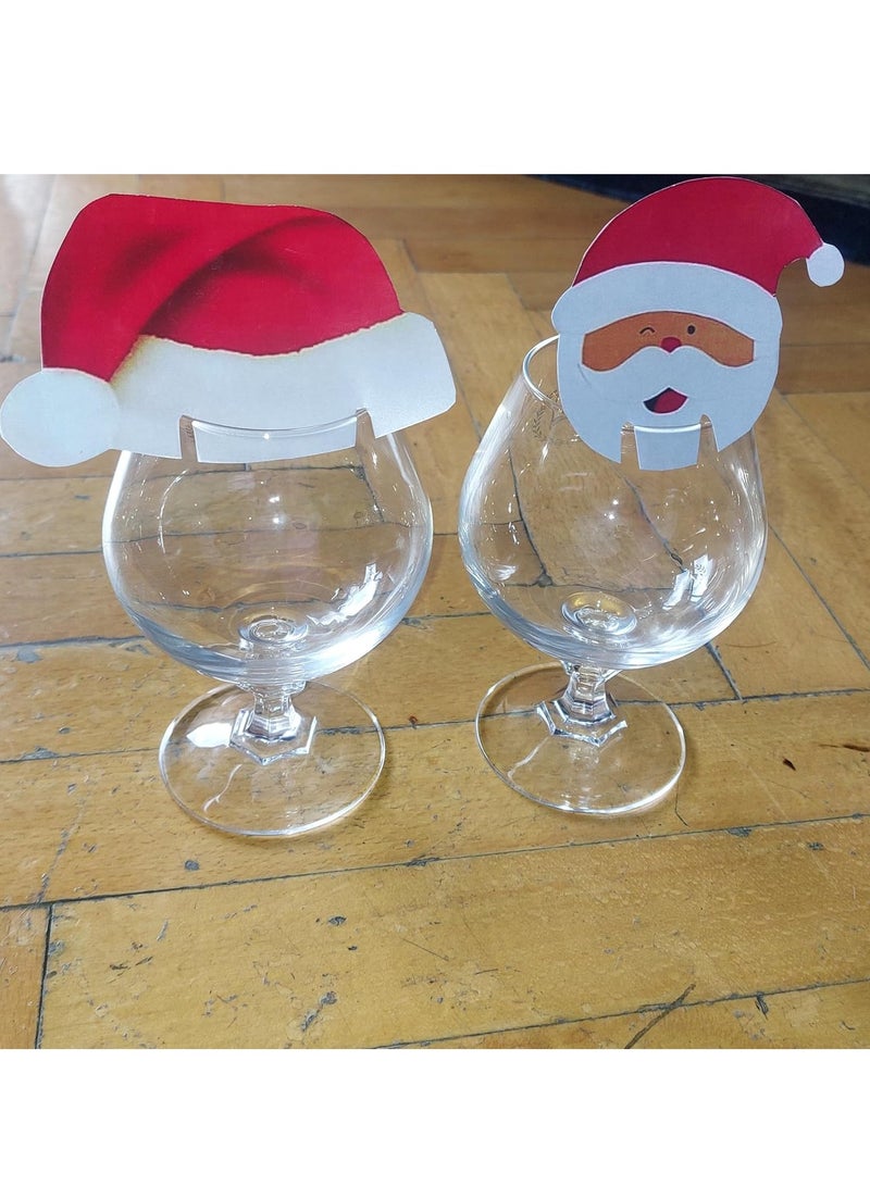 ٢٠ قطعة ورقية ثقيل  شكل سانتا وقبعة لتزيين كوب كريسماس كأس نبيذ ورقي بطاقات السنة الجديدة الزفاف عيد الميلاد حفلة عيد الميلاد DIY الديكور بطاقة الجدول - Image 1