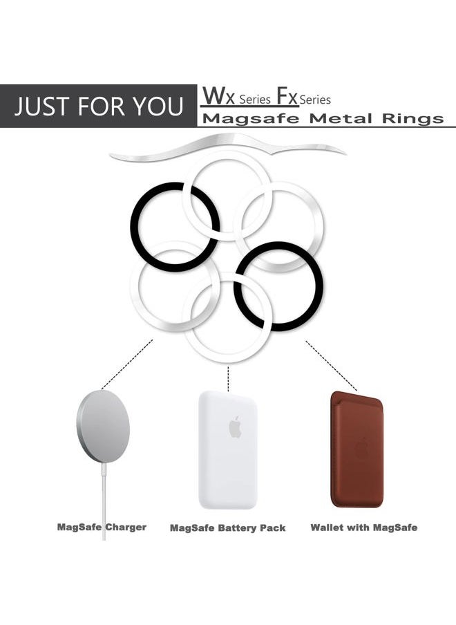WYNK - Universal Metal Rings Compatible for Apple Magsafe Charger/Wallet/Battery Pack, Compatible with iPhone 16/15/14/13/12 Series(Mini/Plus/Pro/Pro Max) and Samsung Galaxy (Black+Sliver, 4 PCS) - Image 1