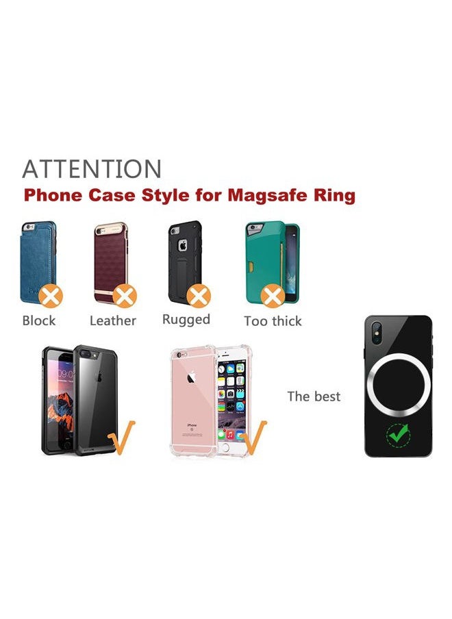 WYNK - Universal Metal Rings Compatible for Apple Magsafe Charger/Wallet/Battery Pack, Compatible with iPhone 16/15/14/13/12 Series(Mini/Plus/Pro/Pro Max) and Samsung Galaxy (Black+Sliver, 4 PCS) - Image 1