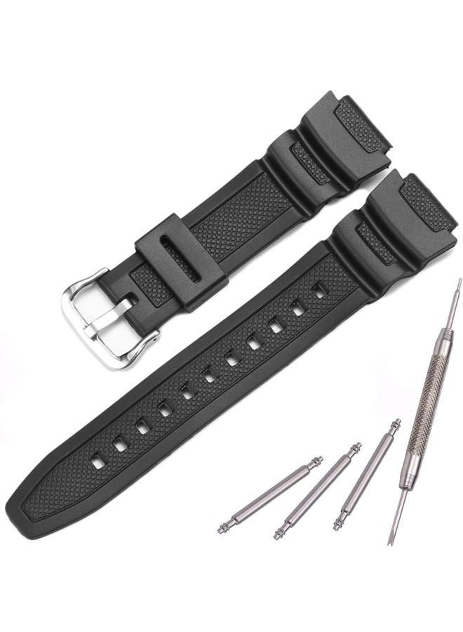 MCXGL Natural Resin Replacement Watch Band Compatible with Casio W218H W-219H AE1200WH AE-1300WH W800H SGW-300H F-108WH Waterproof Rubber strap - Image 1