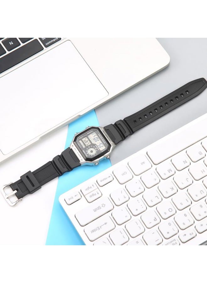 MCXGL Natural Resin Replacement Watch Band Compatible with Casio W218H W-219H AE1200WH AE-1300WH W800H SGW-300H F-108WH Waterproof Rubber strap - Image 3