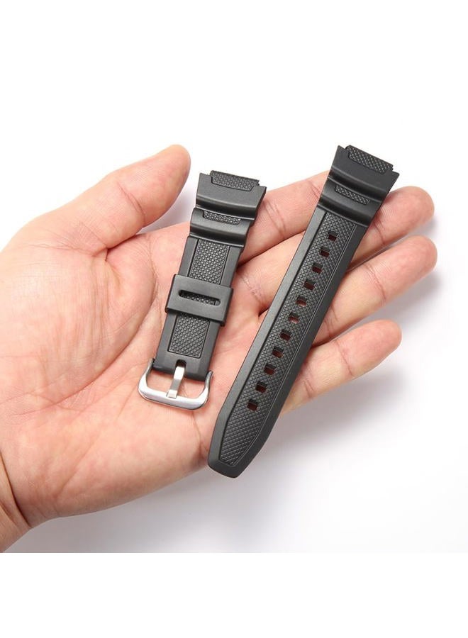 MCXGL Natural Resin Replacement Watch Band Compatible with Casio W218H W-219H AE1200WH AE-1300WH W800H SGW-300H F-108WH Waterproof Rubber strap - Image 5