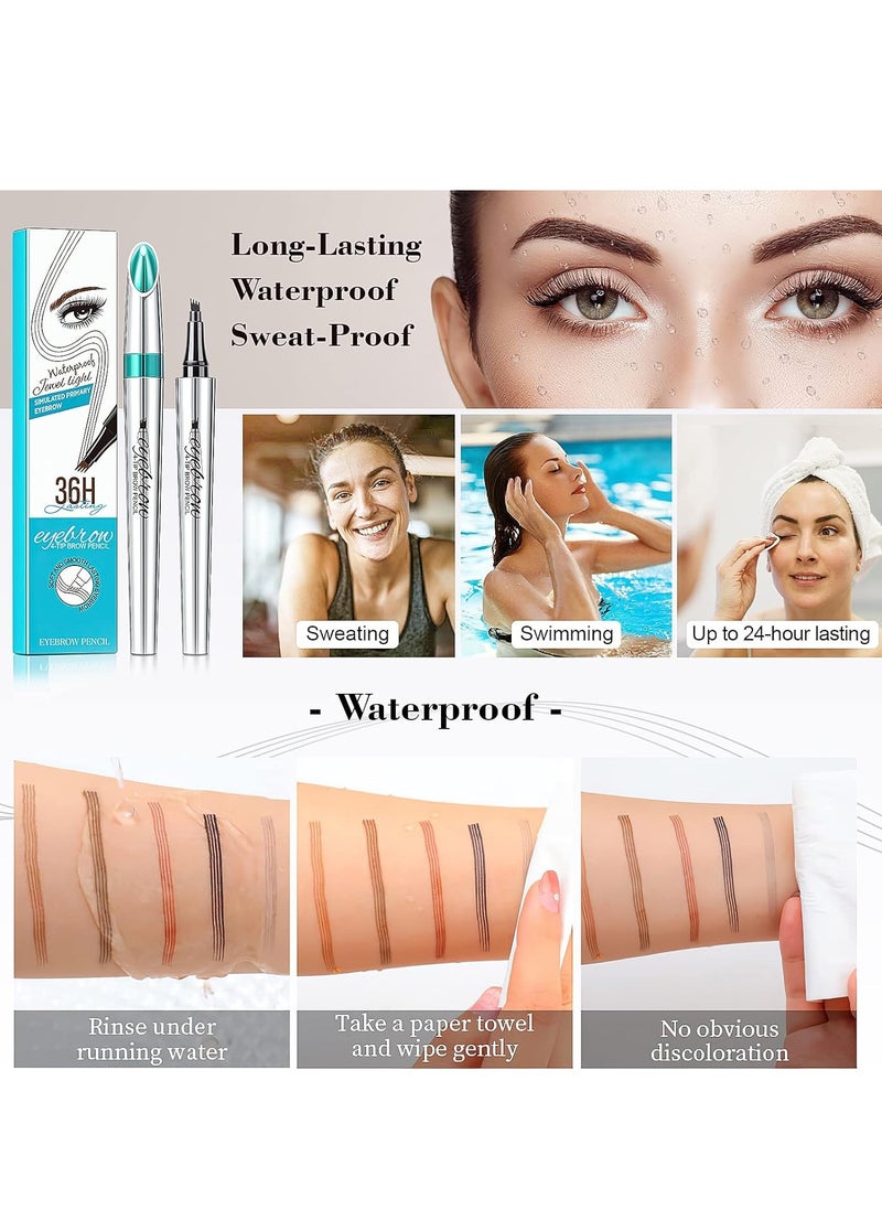 OETUIOW Eyebrow Pencil Eyebrow Microblading Pen - Eyebrow Pen Micro 4 Point Brow Pen Lift & Snatch Eyebrow Eye Makeup Long-Lasting Waterproof & Smudge-proof Natural Eyebrow Hair (Dark Brown)  - Image 2