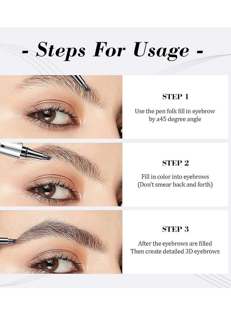 OETUIOW Eyebrow Pencil Eyebrow Microblading Pen - Eyebrow Pen Micro 4 Point Brow Pen Lift & Snatch Eyebrow Eye Makeup Long-Lasting Waterproof & Smudge-proof Natural Eyebrow Hair (Dark Brown)  - Image 3