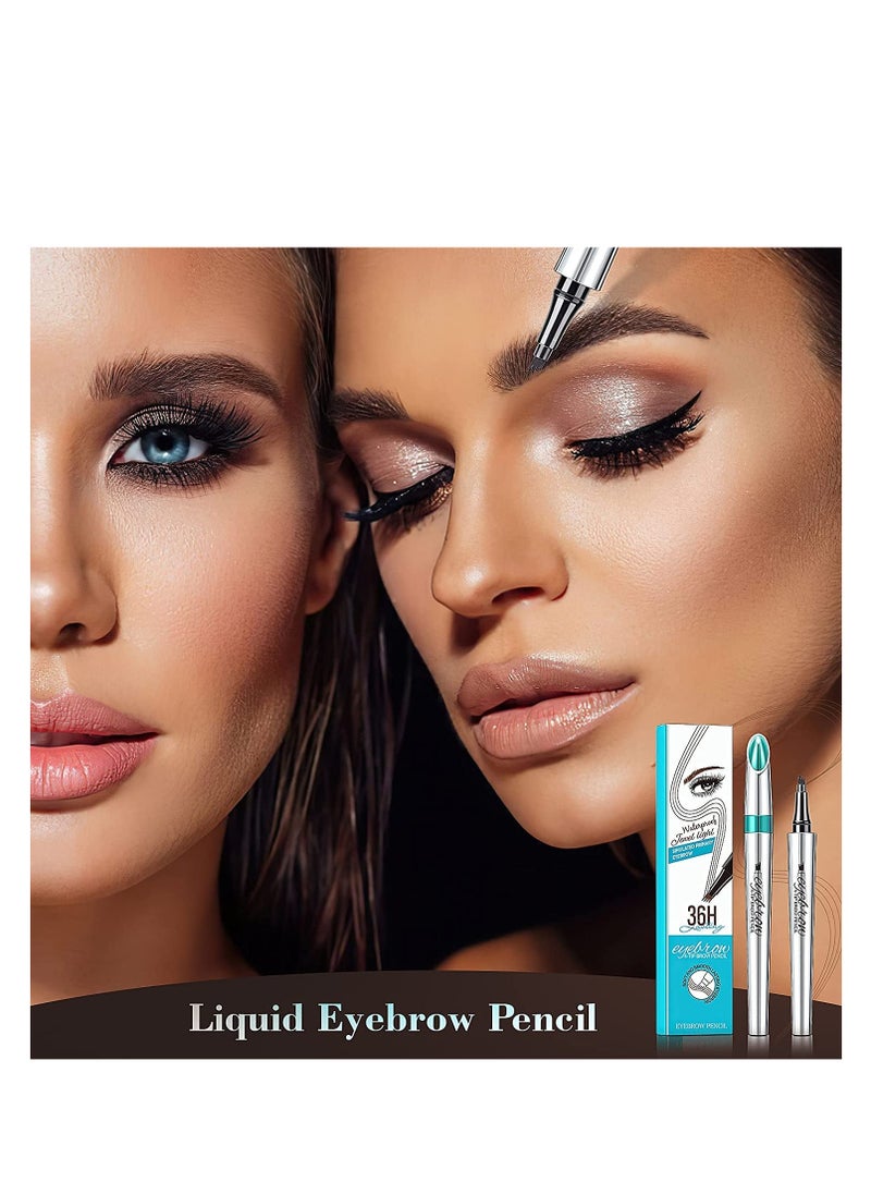 OETUIOW Eyebrow Pencil Eyebrow Microblading Pen - Eyebrow Pen Micro 4 Point Brow Pen Lift & Snatch Eyebrow Eye Makeup Long-Lasting Waterproof & Smudge-proof Natural Eyebrow Hair (Dark Brown)  - Image 5