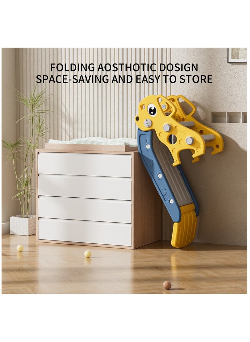 فول جوي زحليقه اطفال صغيرة 2 في 1 شريحة مع طوق كرة السلة، زحليقه قابلة للطي للأطفال الصغار الأولاد والبنات المتسلقين، ألعاب داخلية وخارجية116.5*30*50.5 سم - Image 3