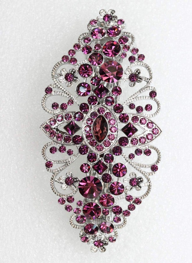 Faship Purple Crystal Flower Hair Barrette Clip - Image 4
