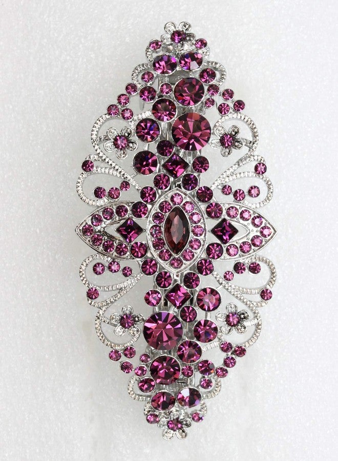 Faship Purple Crystal Flower Hair Barrette Clip - Image 3