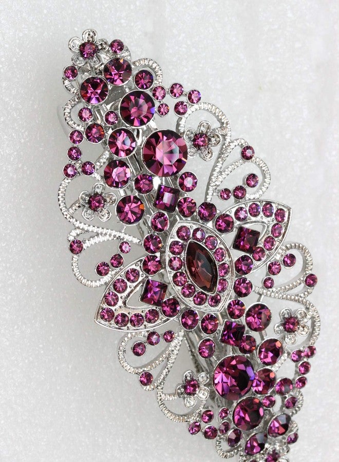 Faship Purple Crystal Flower Hair Barrette Clip - Image 5