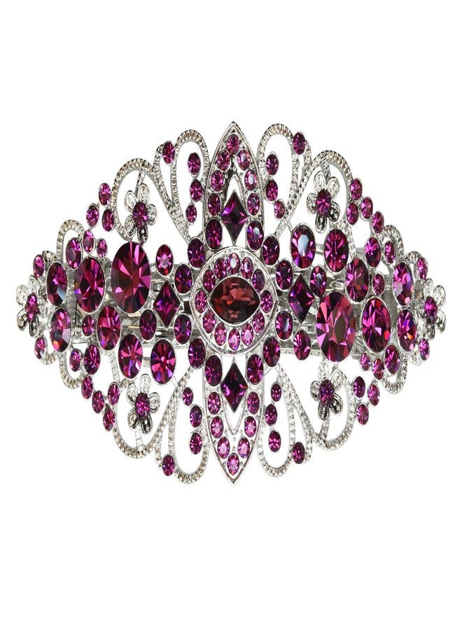 Faship Purple Crystal Flower Hair Barrette Clip - Image 1