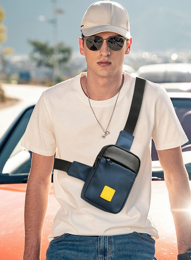Sling Bag for Men, Waterproof Lightweight Single Shoulder Small Backpack Chest Messenger Suitable Casual Outdoor Travel Running Cycling (Blue) - Image 3