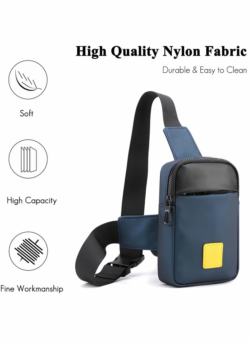 Sling Bag for Men, Waterproof Lightweight Single Shoulder Small Backpack Chest Messenger Suitable Casual Outdoor Travel Running Cycling (Blue) - Image 2