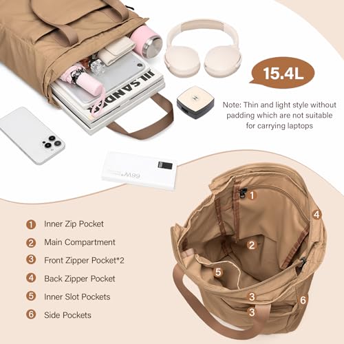 GOLF SUPAGS Foldaway Convertible Tote Backpack Lightweight Nylon Daypack for Women Men City Pack Versatile Backpack for Leisure Travel, Gravel Brown - Image 3