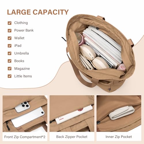 GOLF SUPAGS Foldaway Convertible Tote Backpack Lightweight Nylon Daypack for Women Men City Pack Versatile Backpack for Leisure Travel, Gravel Brown - Image 4