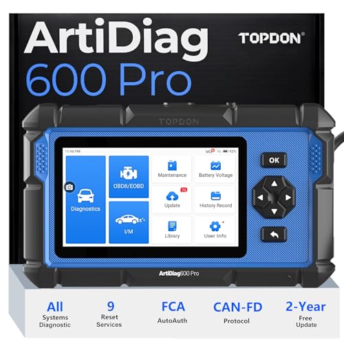 TOPDON ArtiDiag600 Pro, OBD2 Scanner Diagnostic Tool for All Systems, Code Reader Scan Tool with 9 Essential Maintenance Functions, Car Scanner with Andriod OS, Upgraded Version of AD600S/AD500 - Image 1