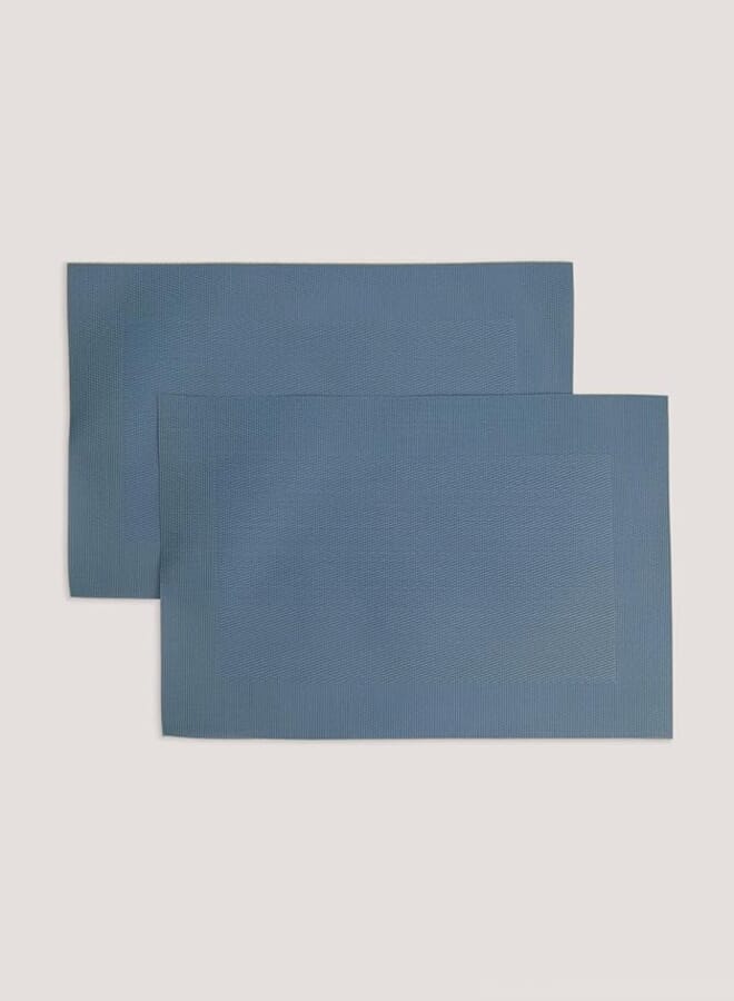 Matalan PVC Placemats 2-Pack, 45 cm x 30 cm Size, Denim Blue