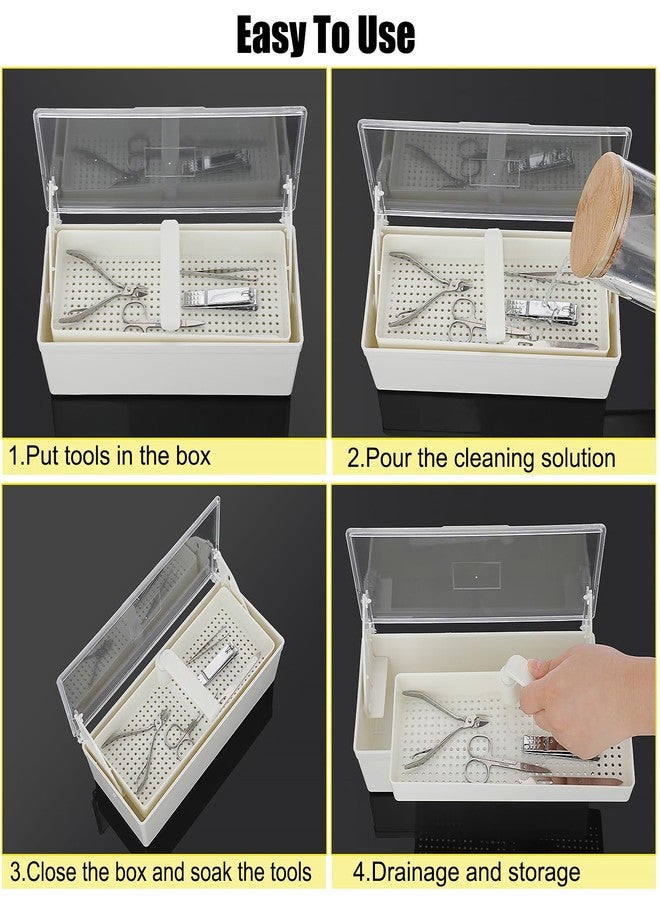 JUXYES Plastic Sterilizing Tray for Nail Art Accessories Tools, Portable Nail Art Tool Sterilizer Tray with Strainer, Storage Box Tool Box for Tweezer Manicure Tools Pedicure Tool - Image 5