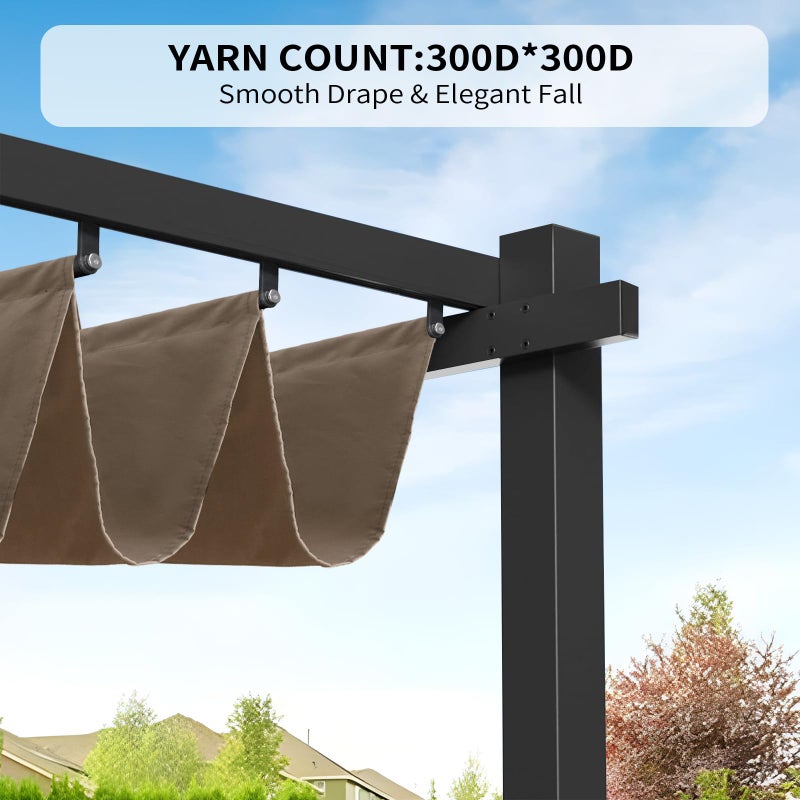 Mrsenloi غطاء ظل برغولا 10' × 10' للخارجية، قماش متين قابل للسحب، استبدال الجزء العلوي فقط، ظل شمس للخارج (بيج) - Image 2