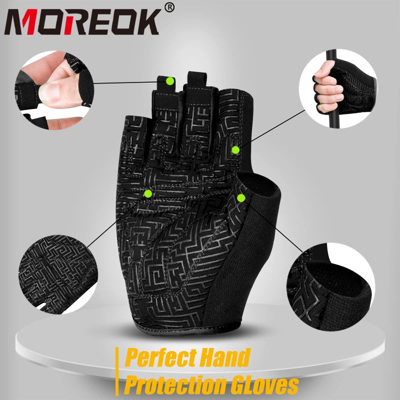 MOREOK Workout Gloves for Men/Women- [3/4 Finger] [Curved Open Back] Weight Lifting Gloves Gym Gloves for Weightlifting,Exercise,Training,Pull ups,Fitness and Rowing -L - Image 4