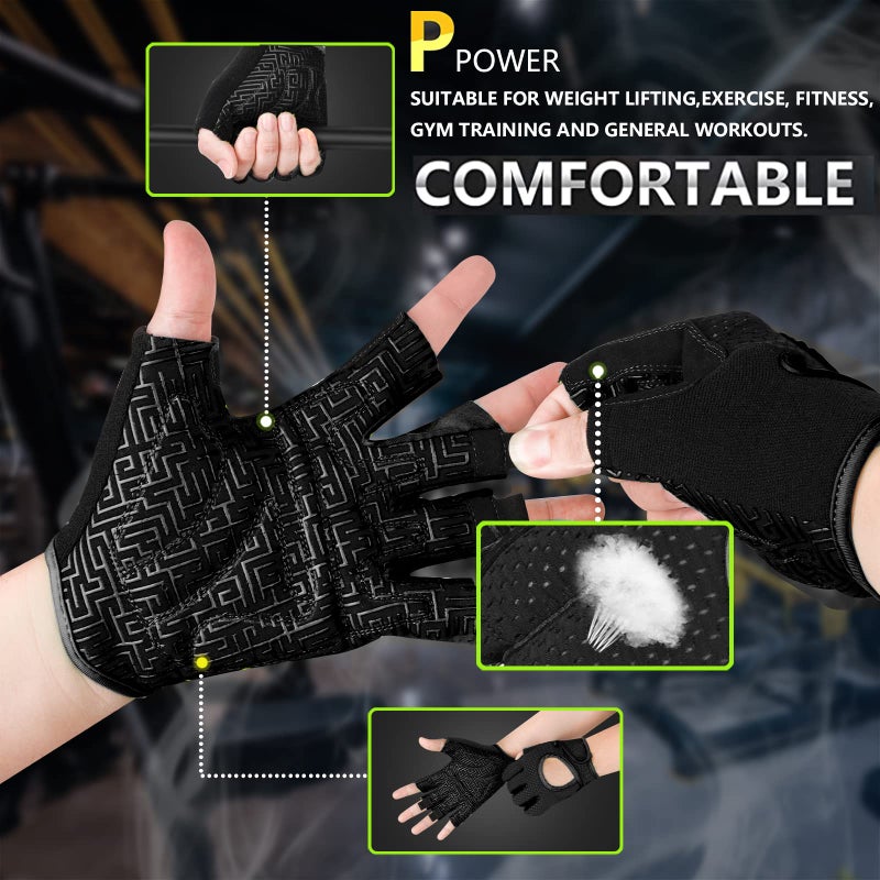 MOREOK Workout Gloves for Men/Women- [3/4 Finger] [Curved Open Back] Weight Lifting Gloves Gym Gloves for Weightlifting,Exercise,Training,Pull ups,Fitness and Rowing -L - Image 5