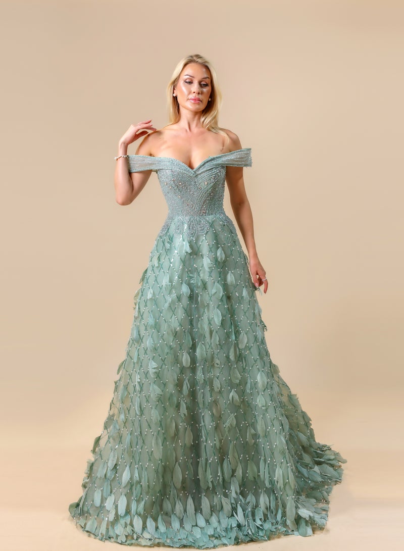 FAIZ COUTURE Glamour Muse Off-Shoulder Gown with Flowing Silhouette - Image 1