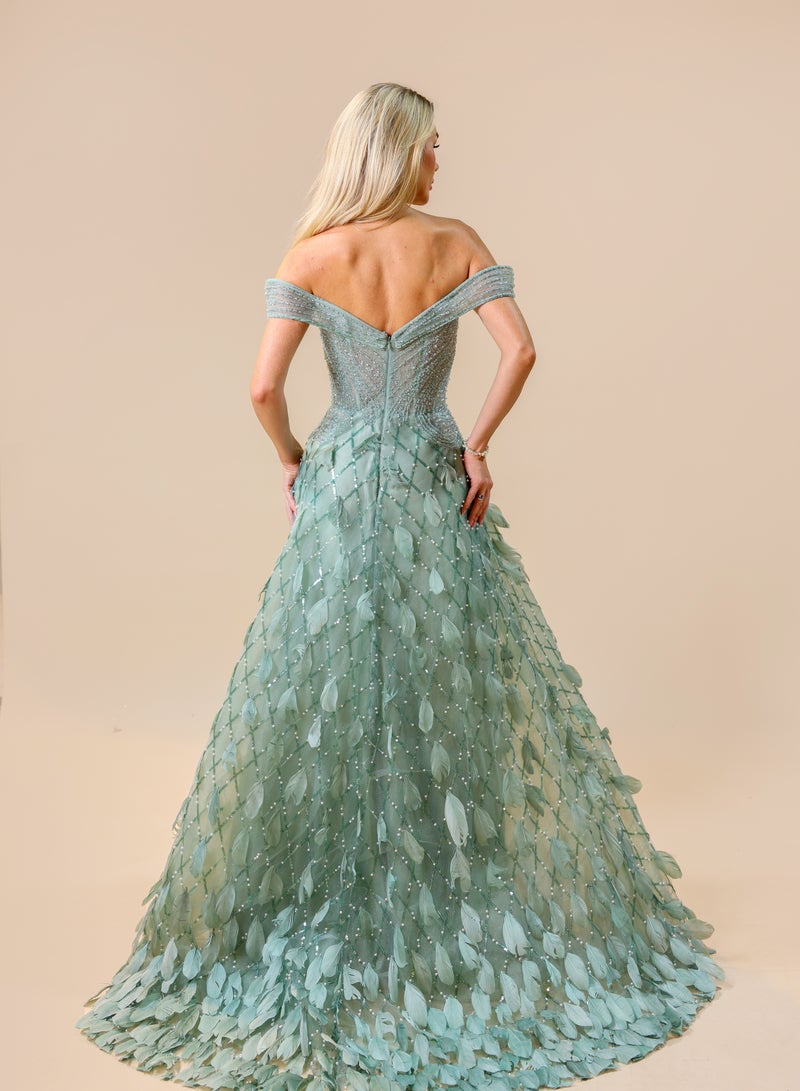 FAIZ COUTURE Glamour Muse Off-Shoulder Gown with Flowing Silhouette - Image 2